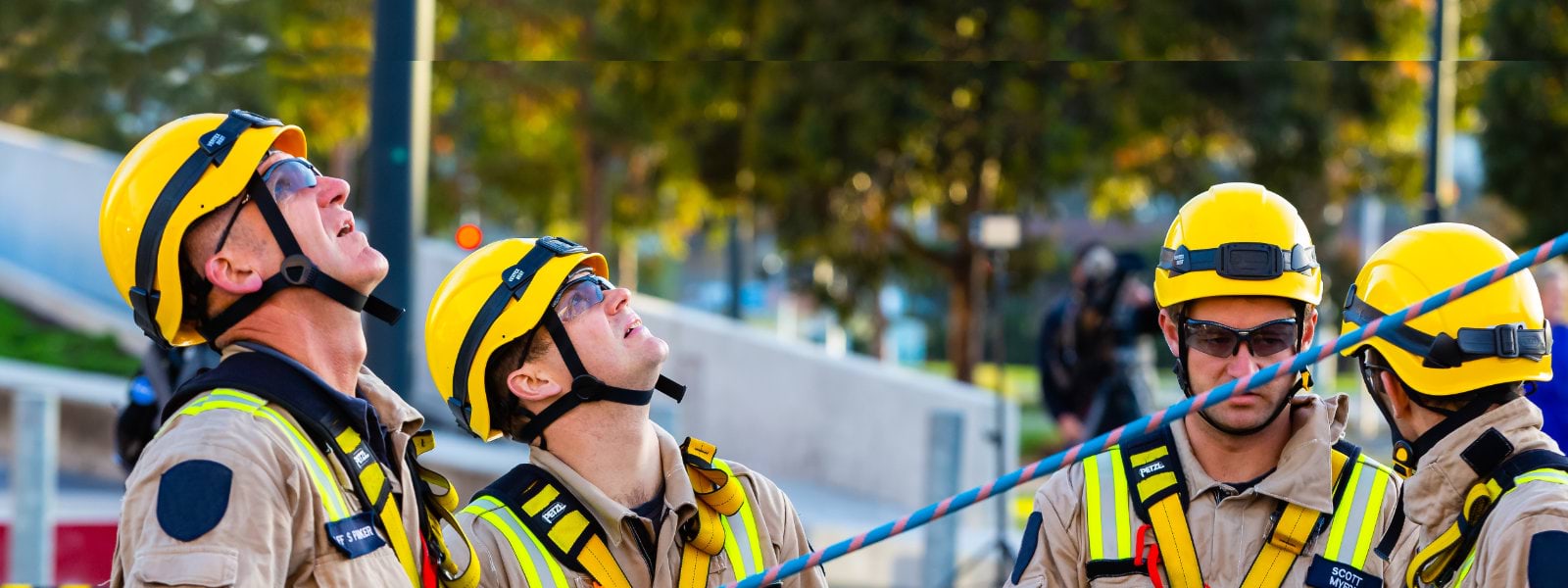 Firefighters investigating a scene 