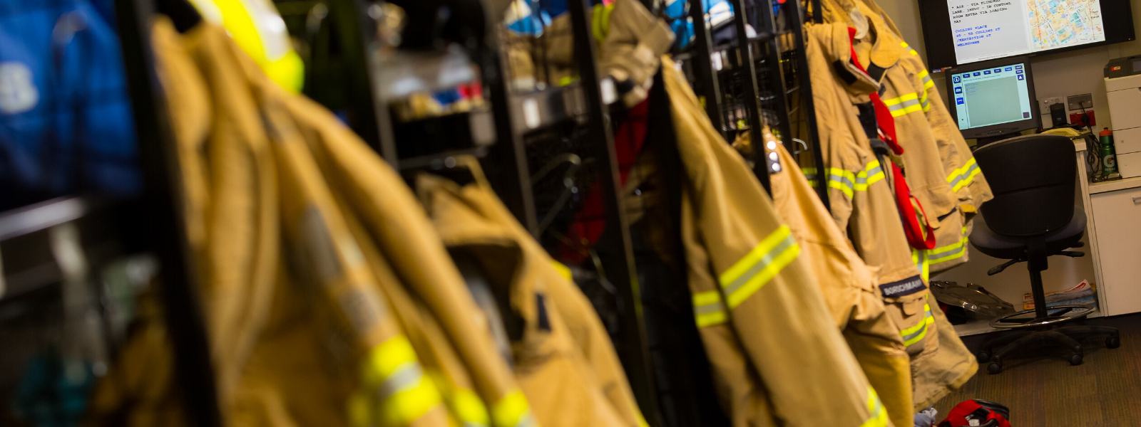 Turnout kit at a fire station 